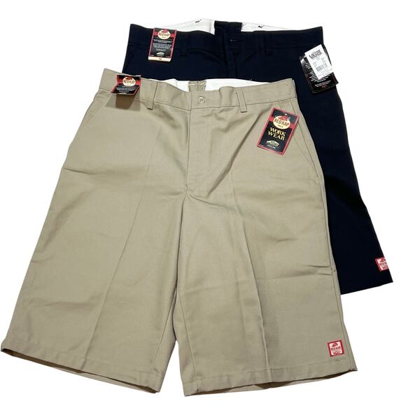 Vans x Red Kap Lot of 2 Shorts Mens Size 34 Khaki and Black Workwear New - Picture 1 of 10